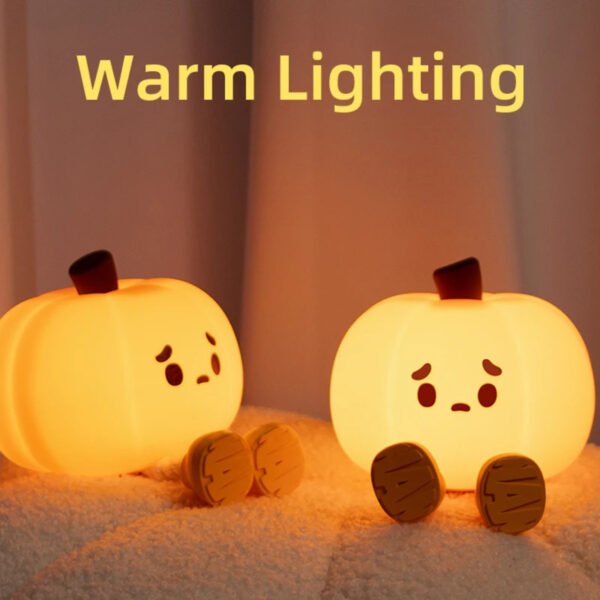 Pumpkin Lantern Silicone Night Light Bedroom Sleep Lamp Bedside Pat Lamp Sleeping Companion Cartoon Ornaments Children's Lamp - Image 3