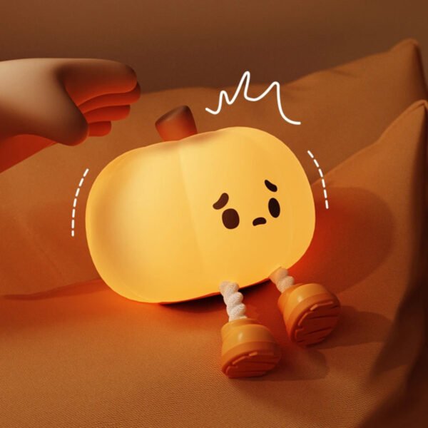 Pumpkin Lantern Silicone Night Light Bedroom Sleep Lamp Bedside Pat Lamp Sleeping Companion Cartoon Ornaments Children's Lamp - Image 6