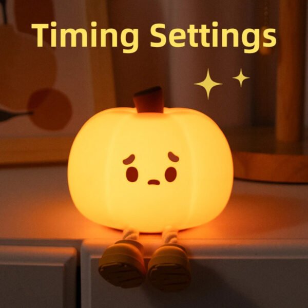 Pumpkin Lantern Silicone Night Light Bedroom Sleep Lamp Bedside Pat Lamp Sleeping Companion Cartoon Ornaments Children's Lamp - Image 5